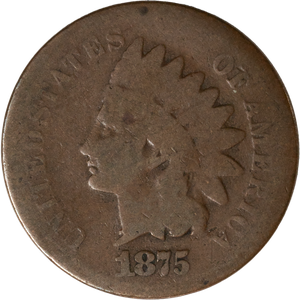1875 Indian Head Cent, Variety 3, Bronze CIRC Main Image