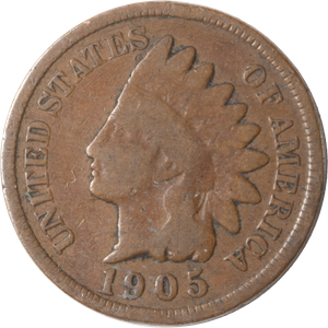 1905 Indian Head Cent, Variety 3, Bronze Main Image