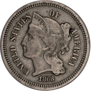 Three Cent - Three Cent Nickel - 1868 F Main Image