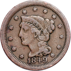 1849 Braided Hair Large Cent Main Image