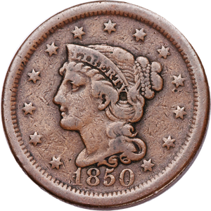 1850 Braided Hair Large Cent Main Image