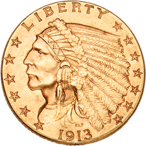 1913 Indian Head Gold $2.50 Quarter Eagle Main Image