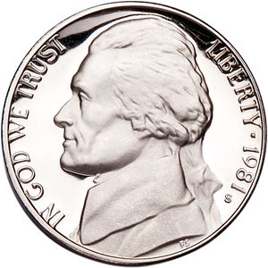1981-S Jefferson Nickel Proof, Clear S Main Image