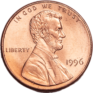 1996 Lincoln Head Cent MS60 Main Image