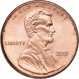 2001 Lincoln Head Cent MS60 Main Image