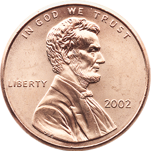 2002 Lincoln Head Cent MS60 Main Image