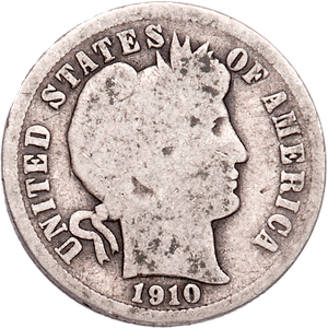 1910 Barber Silver Dime, Average Circulated Main Image