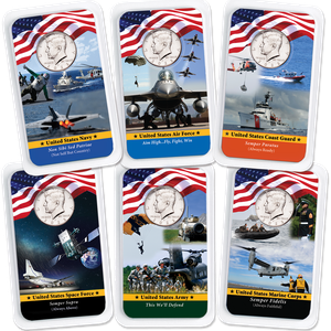 All Six 2023 Kennedy Half Dollars in Armed Forces Showpaks Main Image