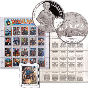 2024-P Harriet Tubman Silver Dollar & Civil War Stamp Sheet Main Image