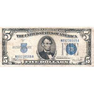 1934C $5 Silver Certificate VG Main Image