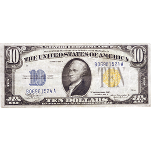1934A $10 Silver Certificate, Yellow Seal Main Image