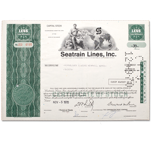 1950-1960's Seatrain Lines, Inc Stock with History Page Main Image