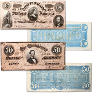 1864 $50 & $100 Confederate Notes Main Image