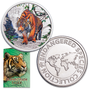 Endangered Species Silver-Plated Round with Folder - Sumatran Tiger Main Image