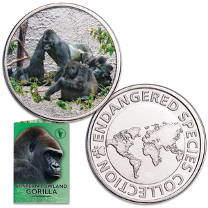 Endangered Species Silver-Plated Round with Folder - Eastern Lowland Gorilla Main Image