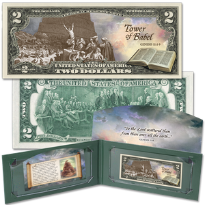 Stories of the Bible Series Colorized $2 Federal Reserve Note - Tower of Babel Main Image
