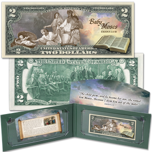 Stories of the Bible Series Colorized $2 Federal Reserve Note - Baby Moses Main Image