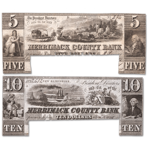 1824-1849 New Hampshire $5 & $10 Merrimack County Bank Notes Main Image