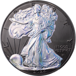 2024 Hematite Plated with Holographic Foil American Silver Eagle Main Image