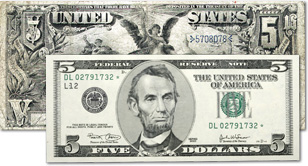 Large-size U.S. paper money of 1861-1929 was once approximately 50% larger than today's currency.