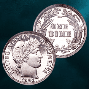 Shop 90% silver barber dimes from Littleton Coin Company. The barber dime has lower mintages so make sure to add them to your collection today!