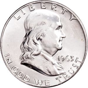 1963-D Franklin Half Dollar MS60 Main Image