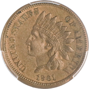 1861 Indian Head Cent Cpr Nkl PCGS  AU50 Main Image
