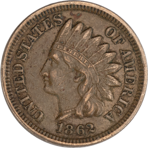 1862 Indian Head Cent, Variety 2 Main Image