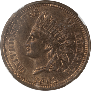 1862 Indian Head Cent, Variety 2 Main Image