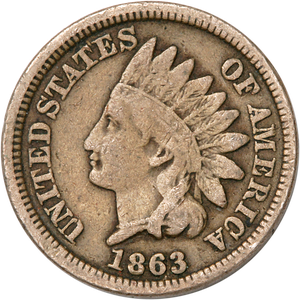 1863 Indian Head Cent, Variety 2, Copper-Nickel G Main Image