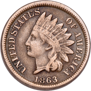 1863 Indian Head Cent, Variety 2, Copper-Nickel CIRC Main Image