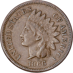 1866 Indian Head Cent, Variety 3 Main Image
