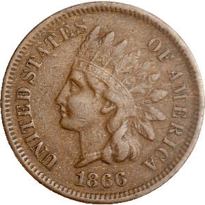 1866 Indian Head Cent, Variety 3, Bronze XF Main Image