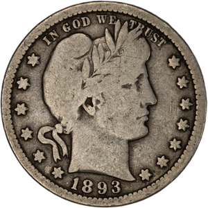 1893 Barber Silver Quarter CIRC Main Image