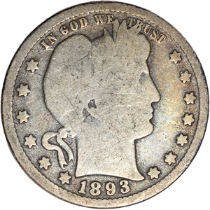 1893 Barber Silver Quarter Main Image