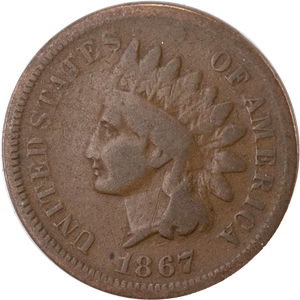 1867 Indian Head Cent, Variety 3, Bronze G Main Image