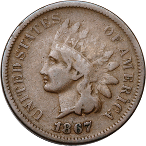 1867 Indian Head Cent, Variety 3 Main Image