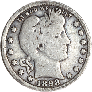 1898 Barber Silver Quarter VG#2 Main Image