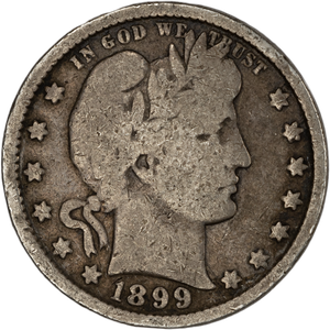 1899 Barber Silver Quarter VG Main Image