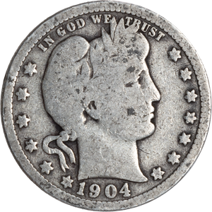 1904 Barber Silver Quarter CIRC Main Image