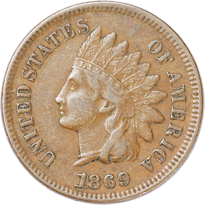 1869 Indian Head Cent, Variety 3, Bronze VF Main Image