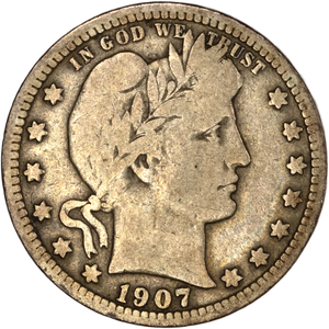 Quarter Dollar - Barber - 1907 VG Main Image