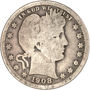 Quarter Dollar - Barber - 1908 G Main Image