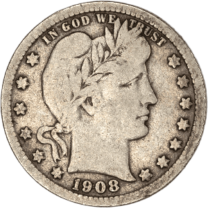 Quarter Dollar - Barber - 1908-D VG#2 Main Image