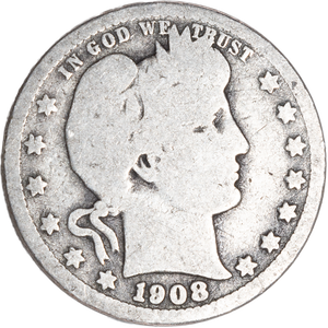 Quarter Dollar - Barber - 1908-O CIRC Main Image