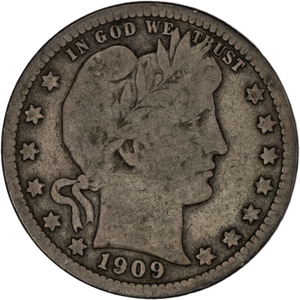 Quarter Dollar - Barber - 1909 VG Main Image