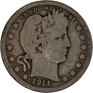 Quarter Dollar - Barber - 1911 VG Main Image