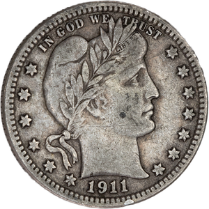 1911-D Barber Silver Quarter Main Image