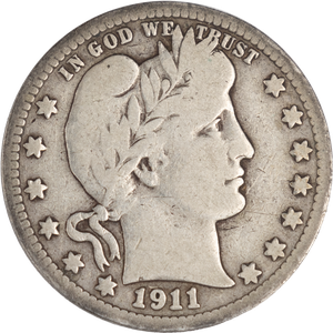 1911-D Barber Silver Quarter Main Image