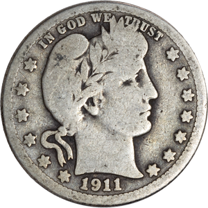 1911-S Barber Silver Quarter Main Image